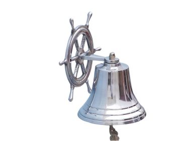Chrome Hanging Ship Wheel Bell (size: 8"")