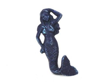 Rustic Dark Blue Cast Iron Hook 6"" (Option: Mermaid)