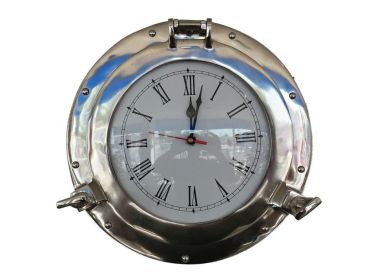 Chrome Decorative Ship Porthole Clock (size: 12"")
