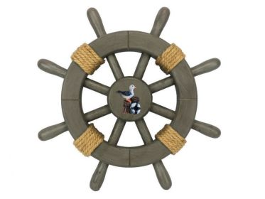 Antique Decorative Ship Wheel 12"" (Option: With Seagull)