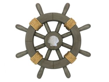 Antique Decorative Ship Wheel 12"" (Option: With Seashell)
