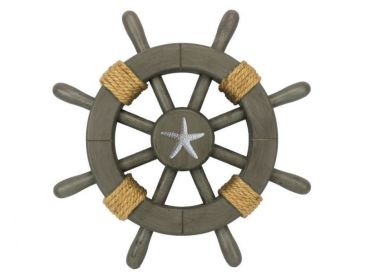 Antique Decorative Ship Wheel 12"" (Option: With Starfish)