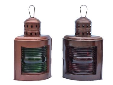 Antique Copper Port and Starboard Oil Lamp (size: 17"")