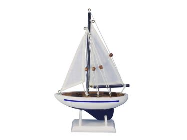 Wooden Blue Pacific Sailer Model Sailboat Decoration (Option: 9"")