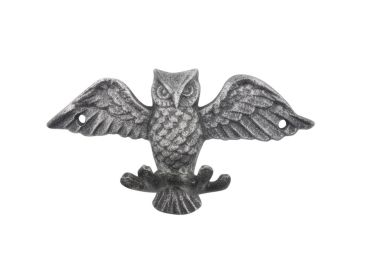 Rustic Silver Cast Iron Flying Decorative Metal Talons Wall Hooks 6"" (Option: Owl)