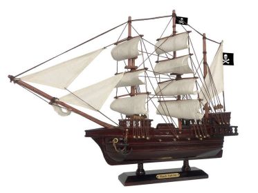 Wooden Captain Kidd's Black Falcon White Sails Pirate Ship Model (Option: 20"")