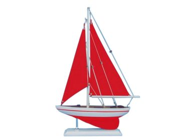 Wooden Red Pacific Sailer with Red Sails Model Sailboat Decoration (Option: Size)