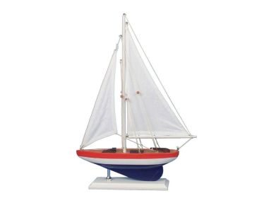 Wooden USA Sailer Model Sailboat Decoration (size: 17"")