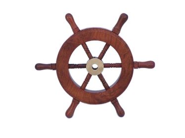 Deluxe Class Wood and Brass Decorative Ship Wheel (Color: 6"")