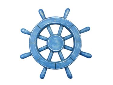 Rustic All Light Blue Decorative Ship Wheel (size: 12"")