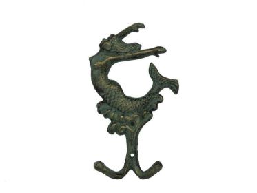 Antique Seaworn Bronze Cast Iron 6"" (Option: Mermaid Key Hook)