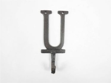 Cast Iron Alphabet Wall Hook 6"" (Letter: U)