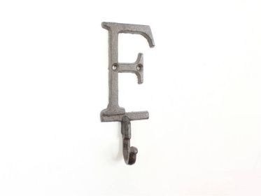 Cast Iron Alphabet Wall Hook 6"" (Letter: F)