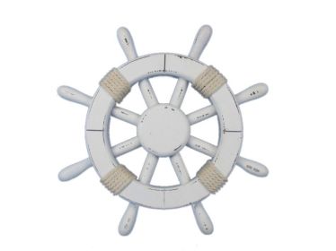 Rustic White Decorative Ship Wheel (Option: Size)