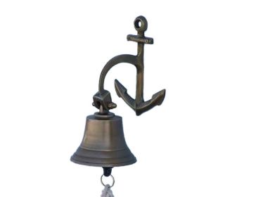 Antique Brass Hanging Anchor Bell (size: 8"")