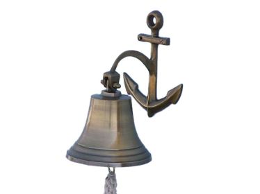 Antique Brass Hanging Anchor Bell (size: 10"")
