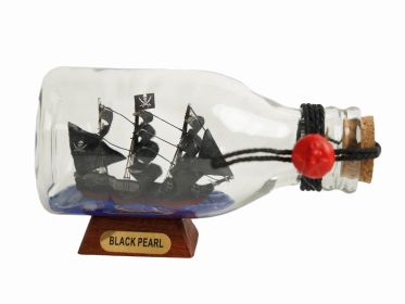 Black Pearl Pirate Ship in a Glass Bottle (size: 5"")