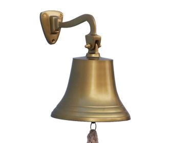 Antique Brass Hanging Ship's Bell (size: 9"")