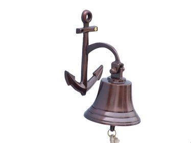 Antique Copper Hanging Anchor Bell (size: 8"")