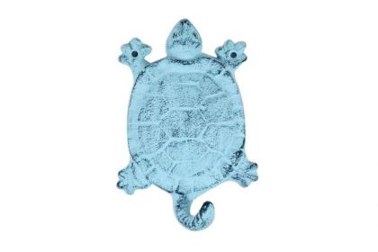 Dark Blue Whitewashed Cast Iron (Option: Turtle Key Hook 6"")