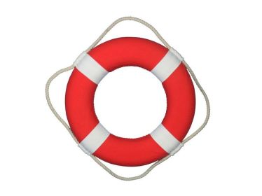 Vibrant Red Decorative Lifering with White Bands (Option: 15"")
