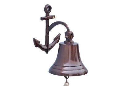 Antique Copper Hanging Anchor Bell (size: 10"")