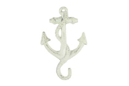 Whitewashed Cast Iron Anchor Hook (Option: 5"")