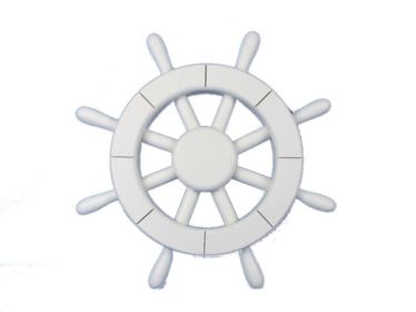 White Decorative Ship Wheel (Option: 12"")