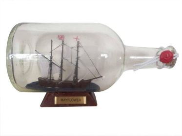 Mayflower Model Ship in a Glass Bottle (Option: Size)