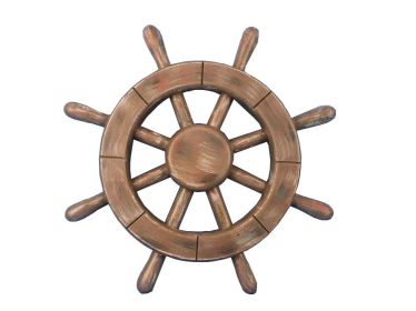 Rustic Wood Finish Decorative Ship Wheel (Option: Size)